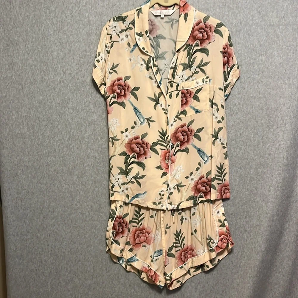 Homebodii Natice Short PJ Set Blush Floral short sleeve M